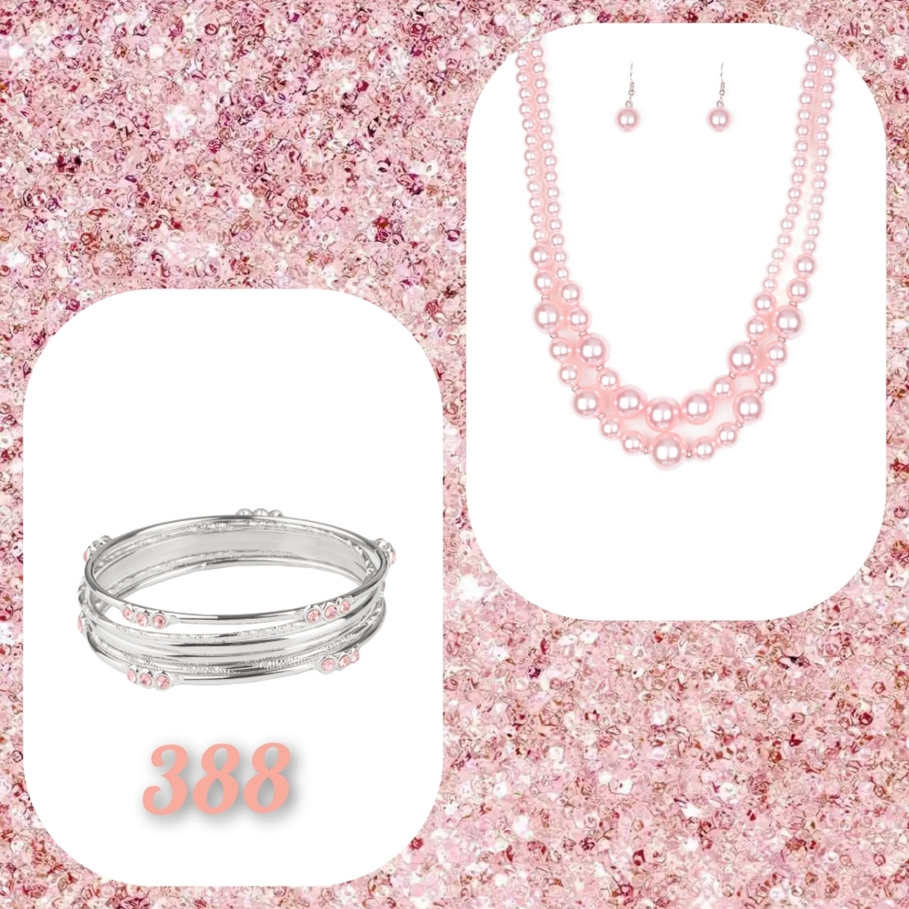 Pink Necklace Set with Bracelet